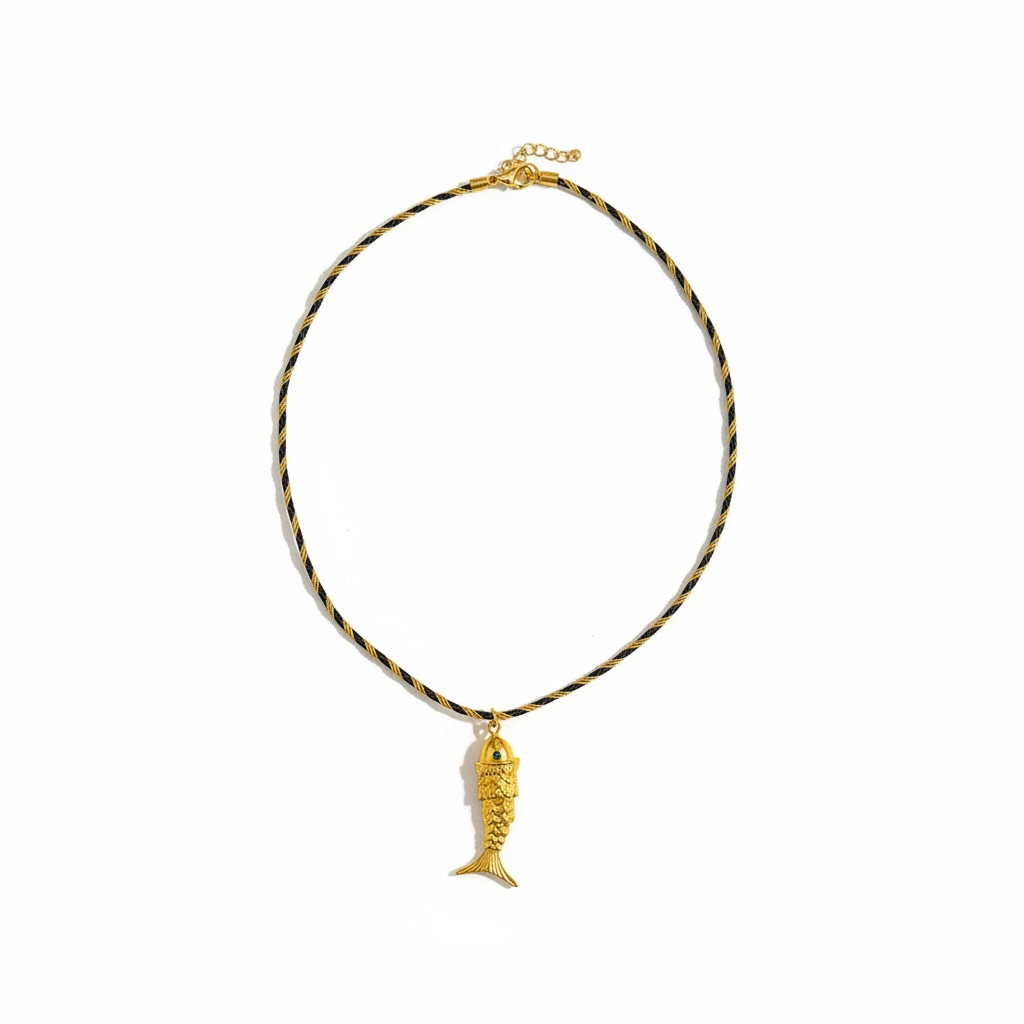 Fish Necklace Blue Rope